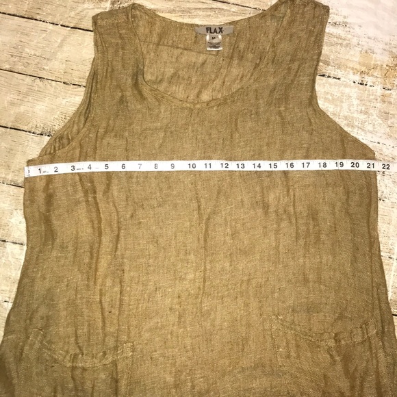 Flax Brown Linen Sleeveless Midi Dress Lagenlook - Picture 5 of 7